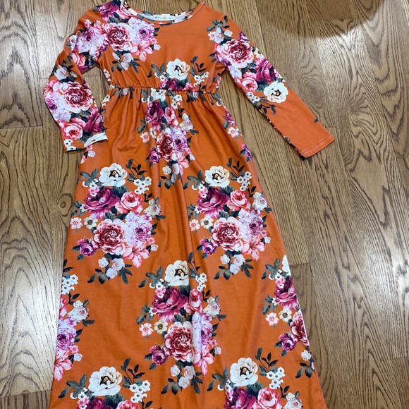 Other - MISS BEI Girls UGC size 6 Floral Orange Maxi Dress